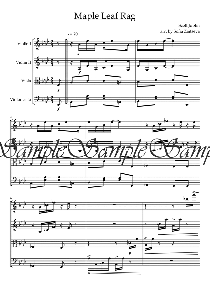 Maple Leaf Rag for String Quartet image number null