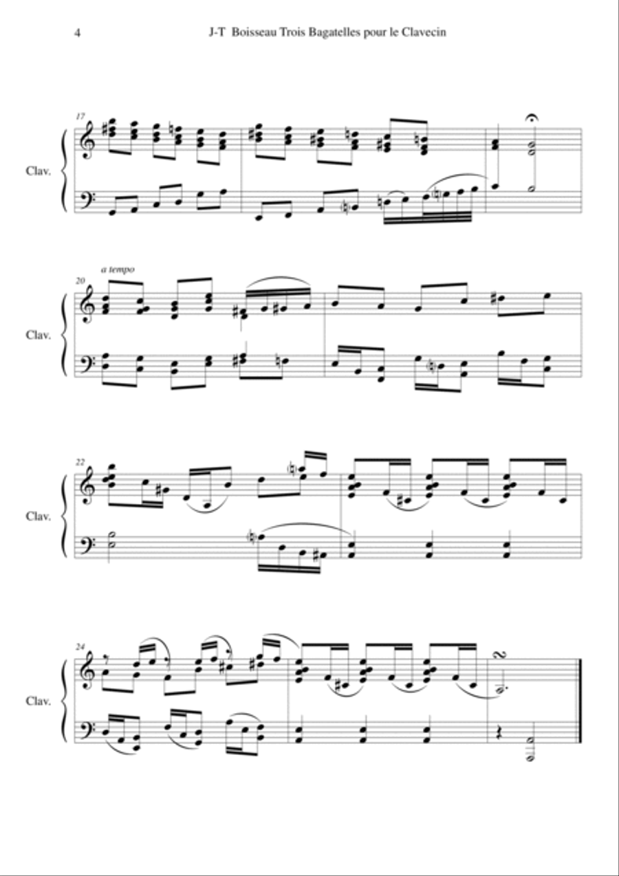 Jean-Thierry Boisseau : Trois Bagatelles pour clavecin Harpsichord scores gallery preview page 4