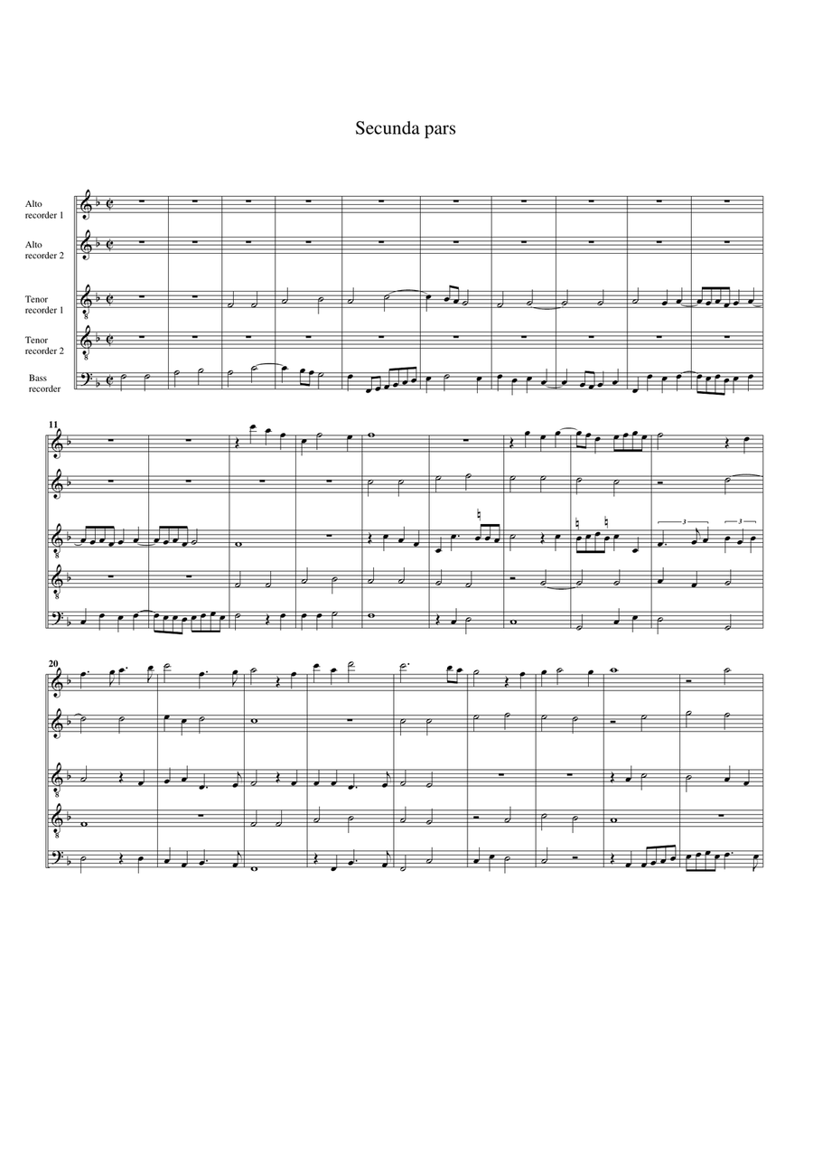 Inviolata, integra et casta es Maria (arrangement for 5 recorders) Recorder scores gallery preview page 3