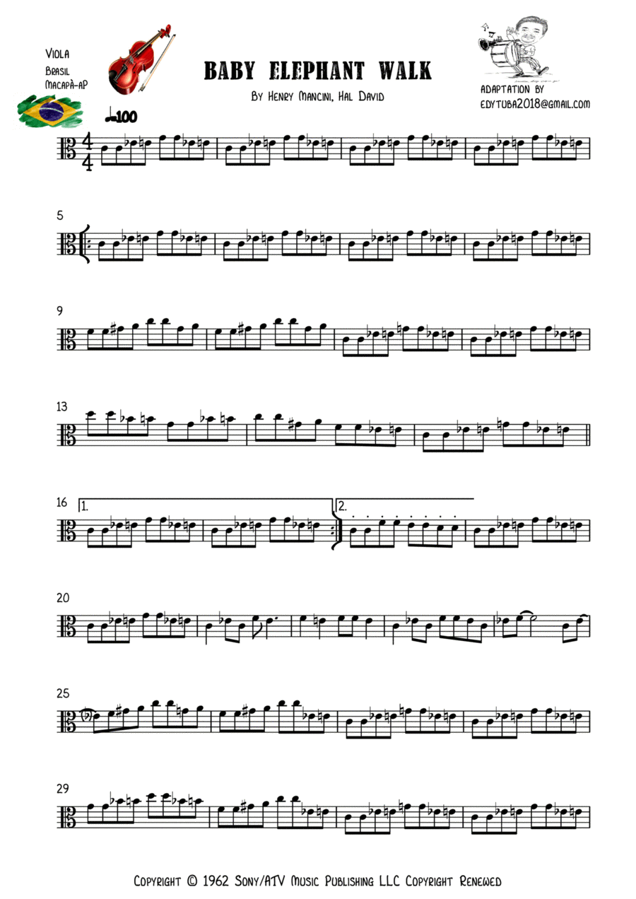 Baby Elephant Walk String Duet scores gallery preview page 1
