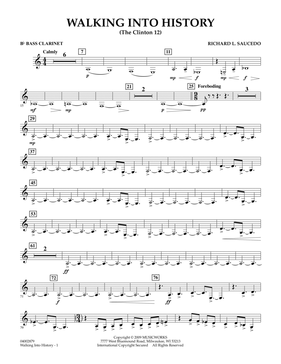 Walking into History (The Clinton 12) - Bb Bass Clarinet Concert Band scores gallery preview page 1