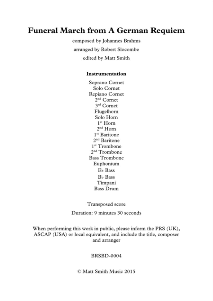 Funeral March from A German Requiem by Brahms - BRASS BAND Brass Band scores gallery preview page 2