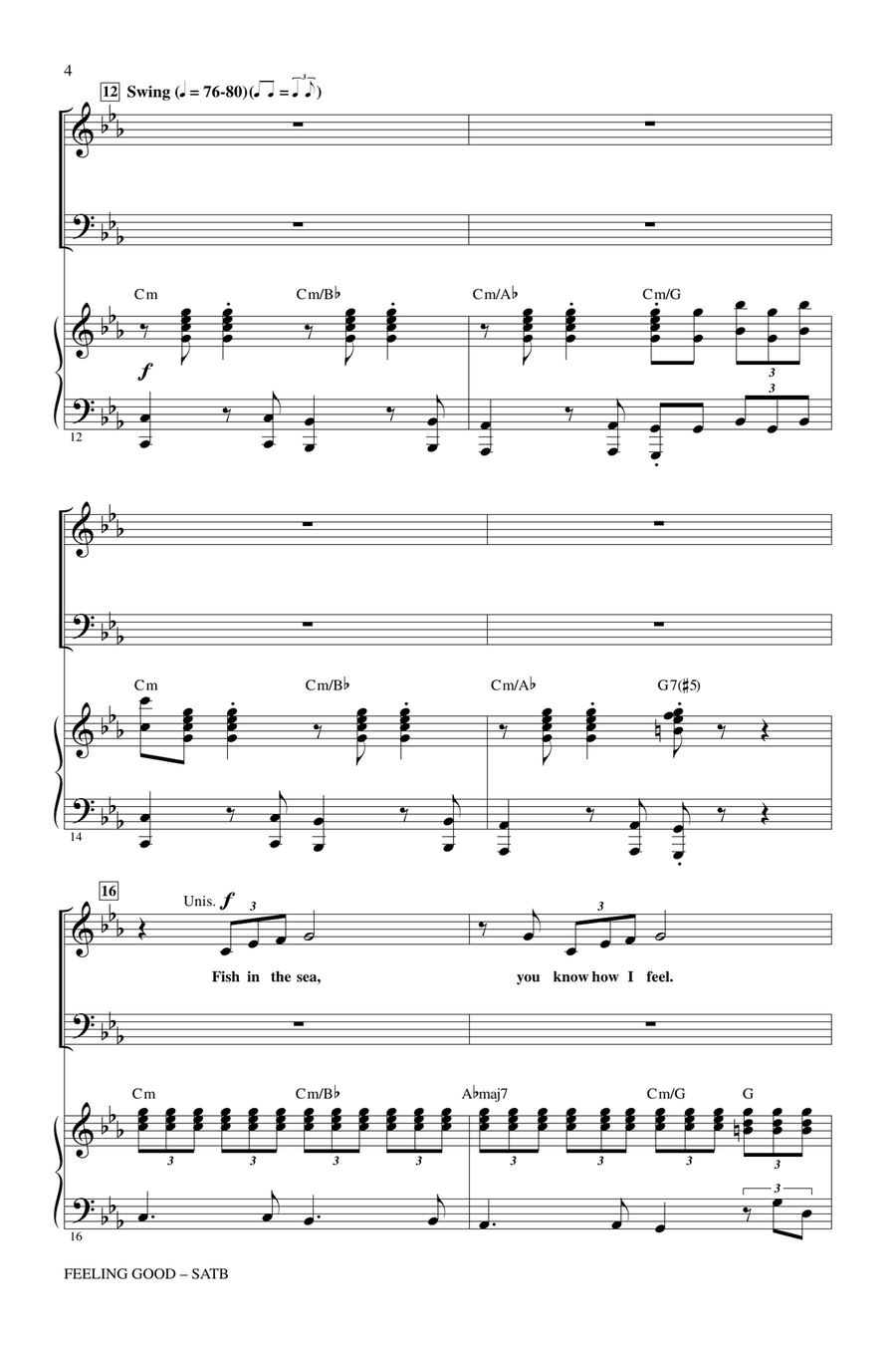 Feeling Good (arr. Alan Billingsley) 4-Part scores gallery preview page 3
