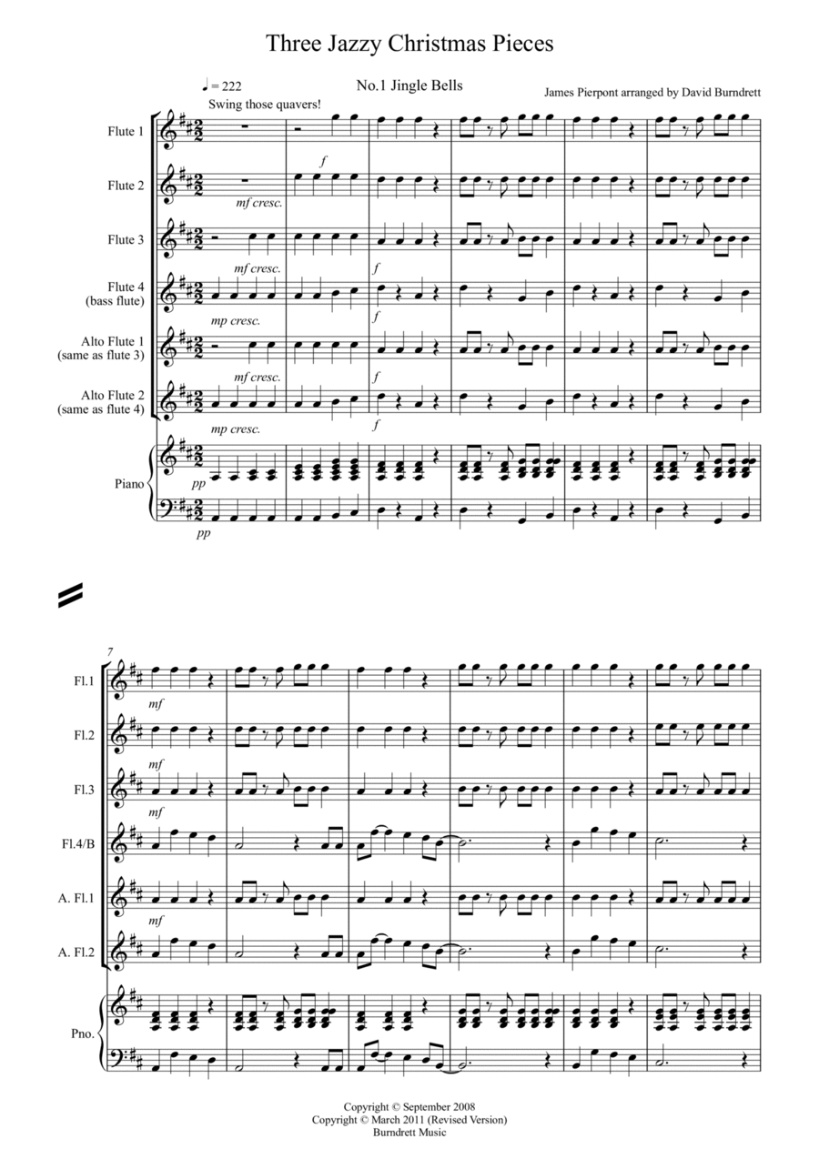3 Jazzy Christmas Pieces for Flute Quartet Flute Quartet scores gallery preview page 1