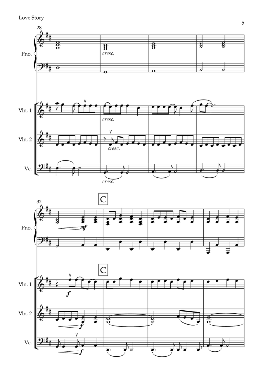 Love Story Piano Quartet scores gallery preview page 5