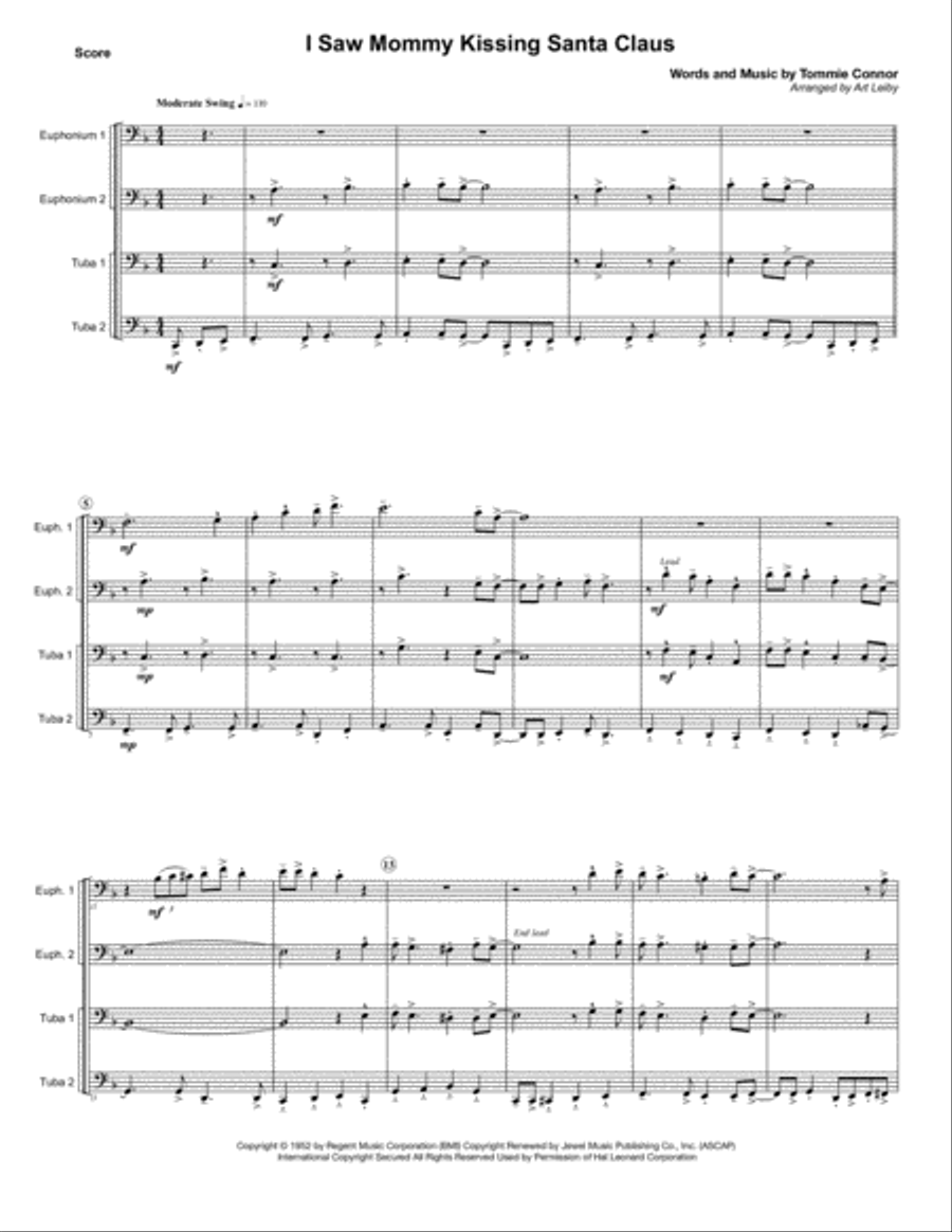 I Saw Mommy Kissing Santa Claus Brass Ensemble scores gallery preview page 1