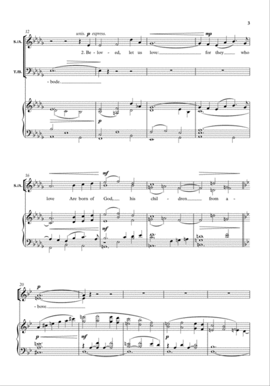 Beloved, let us love 4-Part scores gallery preview page 3
