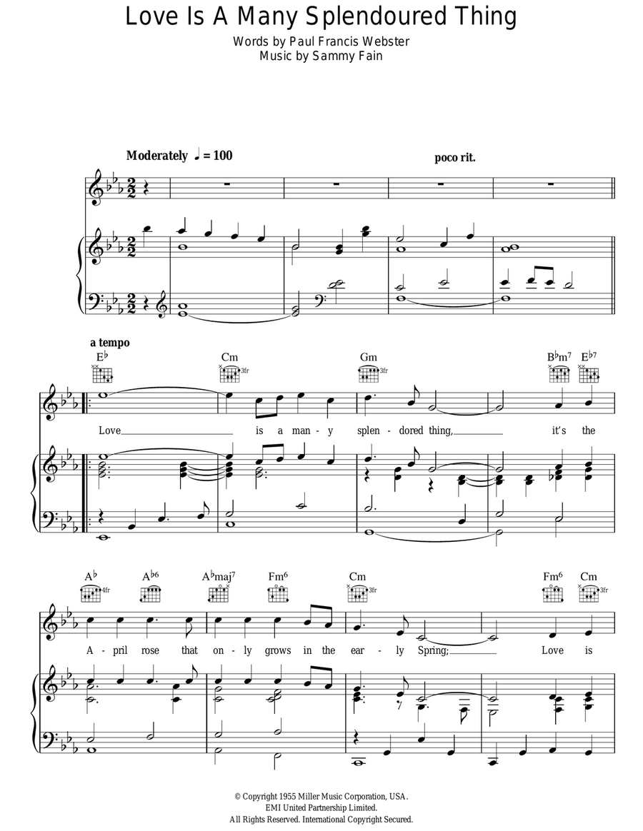 Love Is A Many Splendoured Thing Guitar scores gallery preview page 1