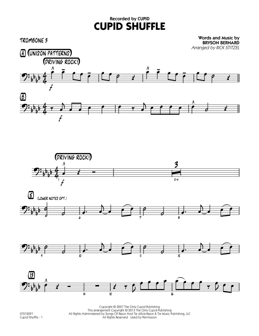 Cupid Shuffle - Trombone 3 Jazz Ensemble scores gallery preview page 1