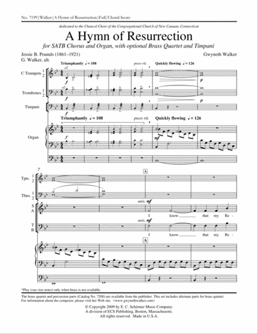 A Hymn of Resurrection (Full/Choral Score) image number null