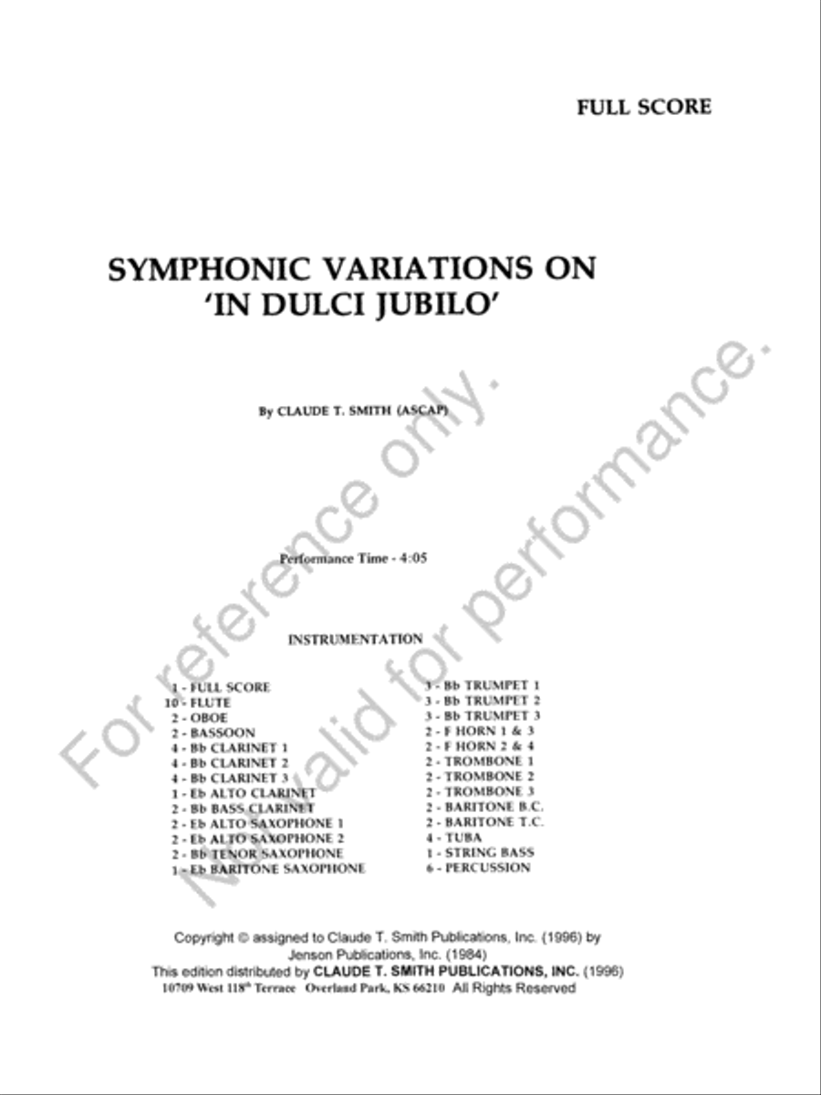 Symphonic Variations On 'In Dulci Jubilo' Concert Band scores gallery preview page 2