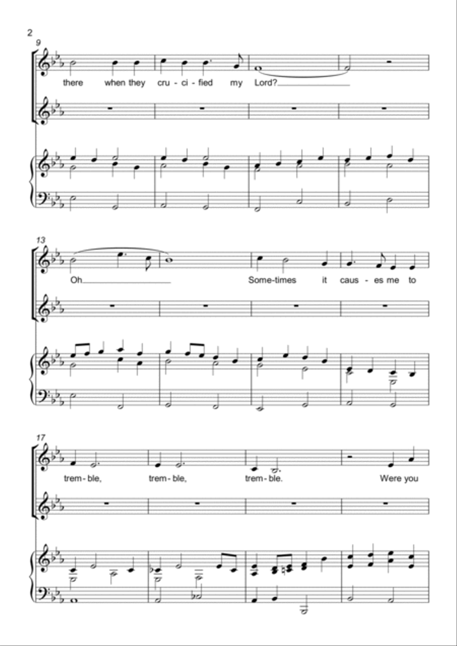 Were you there when they crucified my Lord? - 2 Part Choir - SA - Upper Voices SA scores gallery preview page 2