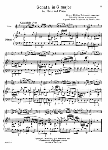 Four Sonatas by Georg Philipp Telemann Flute Solo - Sheet Music