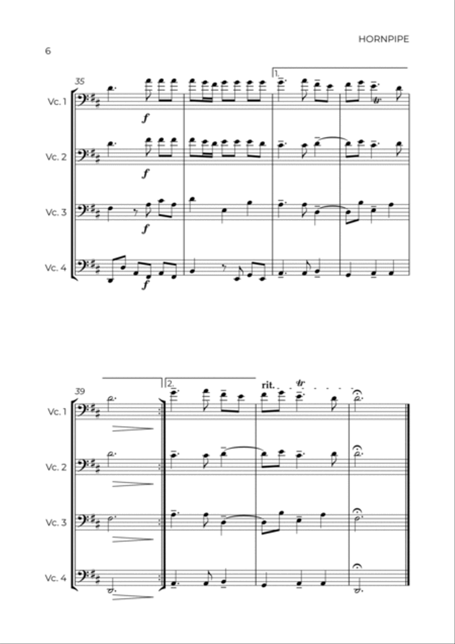 HORNPIPE - HANDEL - CELLO QUARTET.pdf String Quartet scores gallery preview page 6
