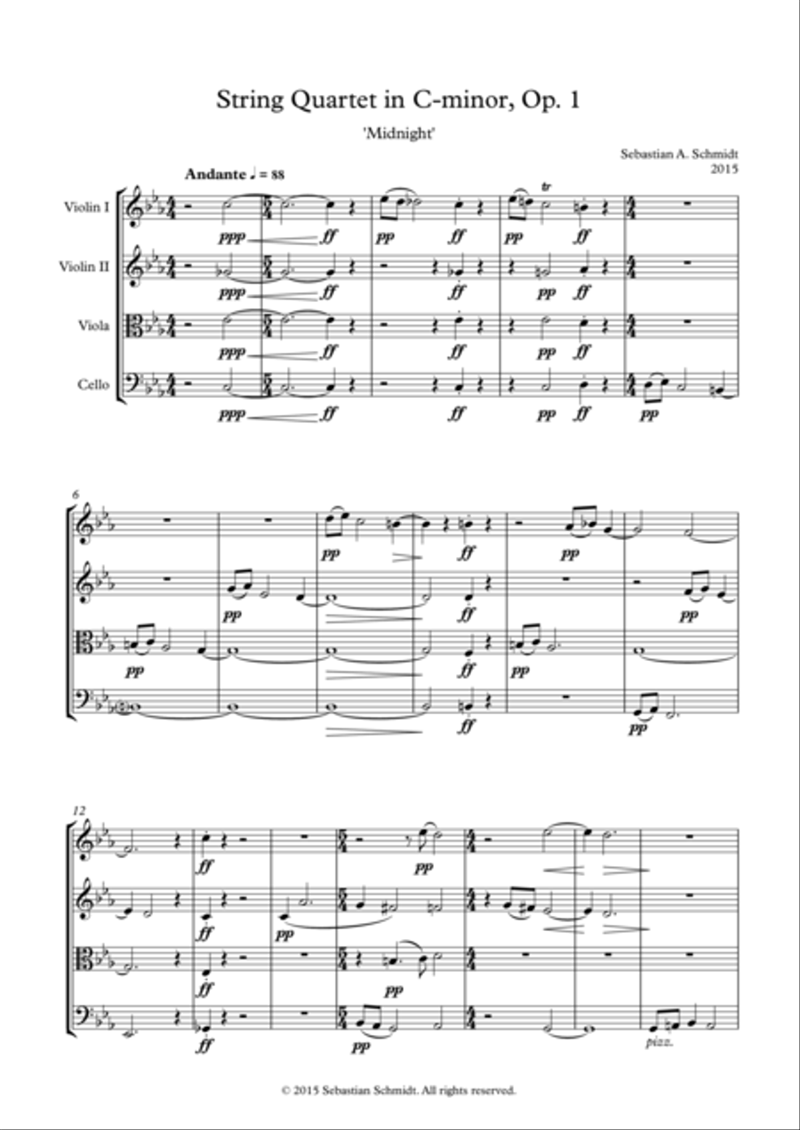 String Quartet in C-minor, Op. 1 - 'Midnight' String Quartet scores gallery preview page 2