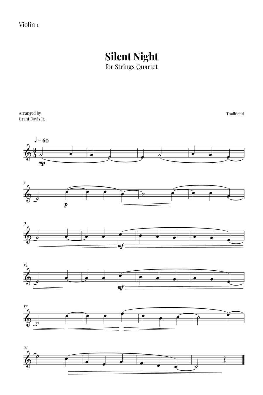 Silent Night String Quartet scores gallery preview page 5