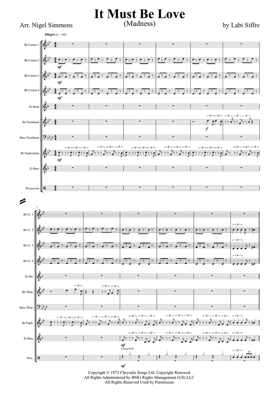 It Must Be Love Brass Ensemble scores gallery preview page 1