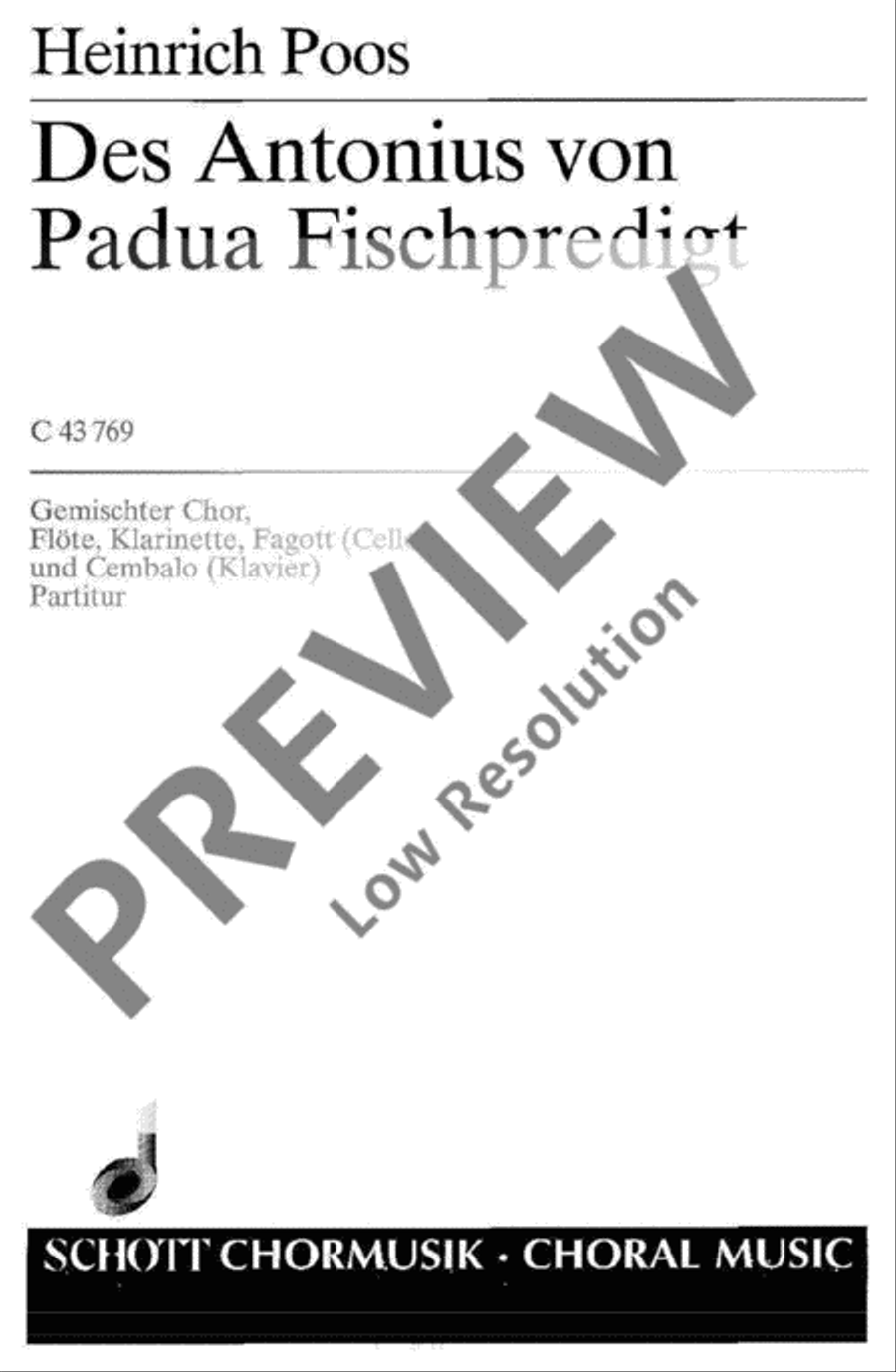 Des Antonius von Padua Fischpredigt 4-Part scores gallery preview page 2