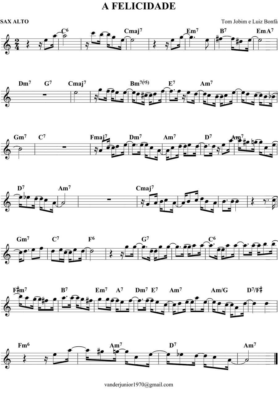 A Felicidade Alto Saxophone scores gallery preview page 1