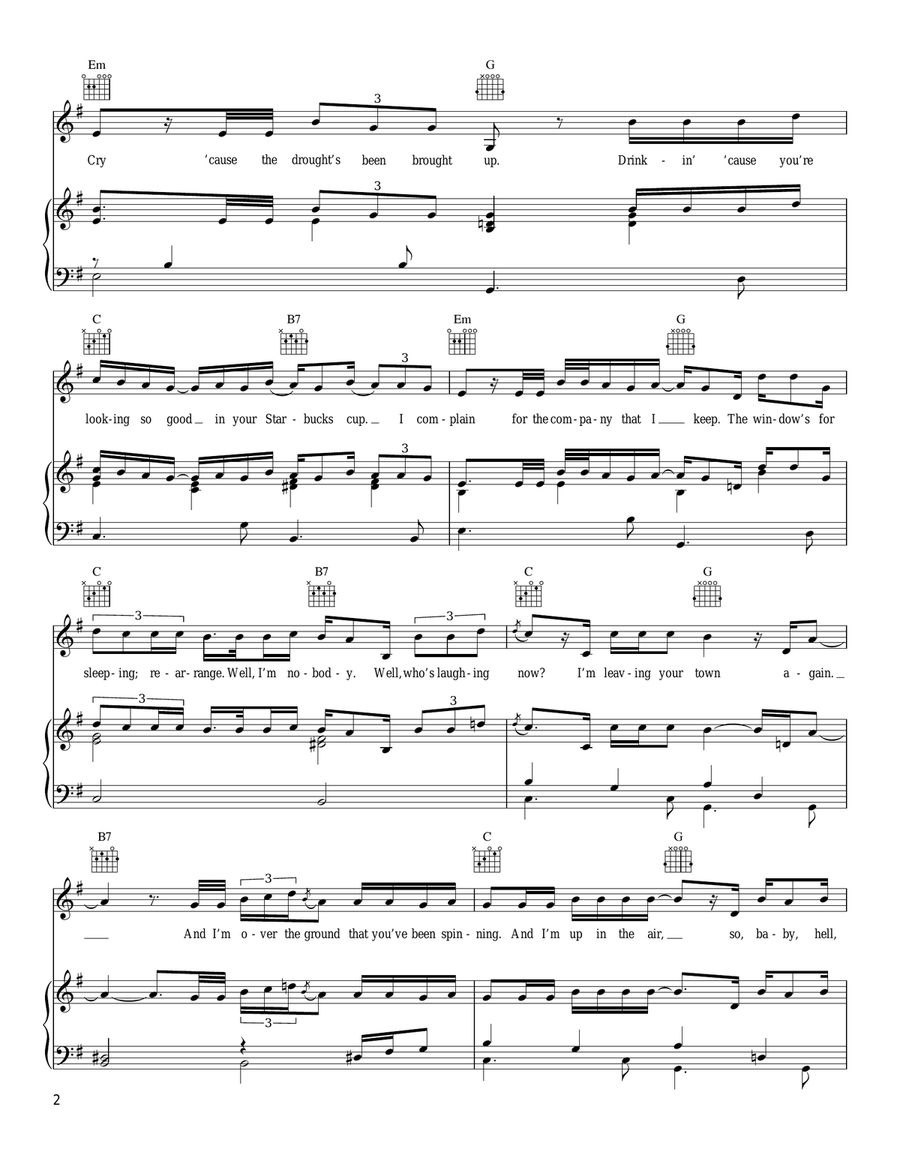 Plane Plane Piano, Vocal, Guitar scores gallery preview page 2