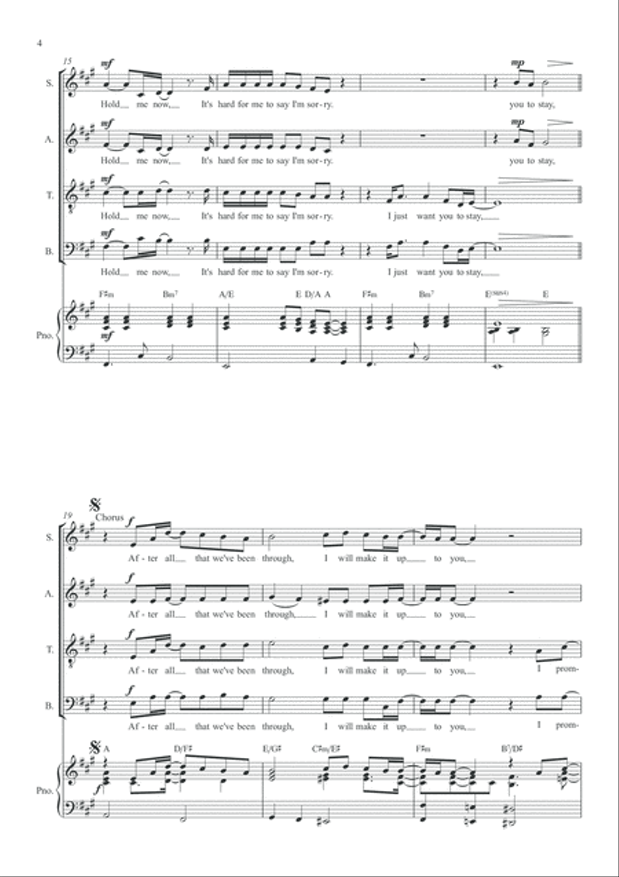 Hard To Say I'm Sorry 4-Part scores gallery preview page 4