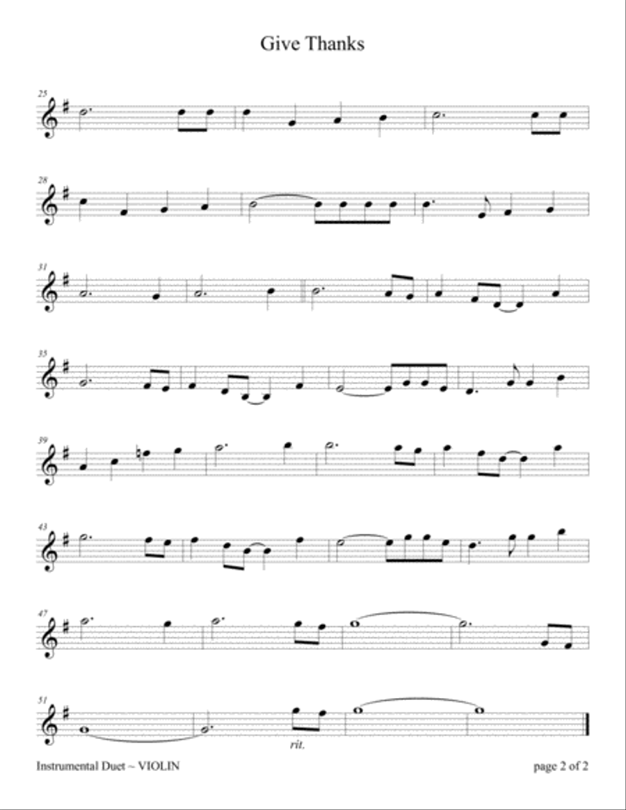 Give Thanks Violin Solo scores gallery preview page 2