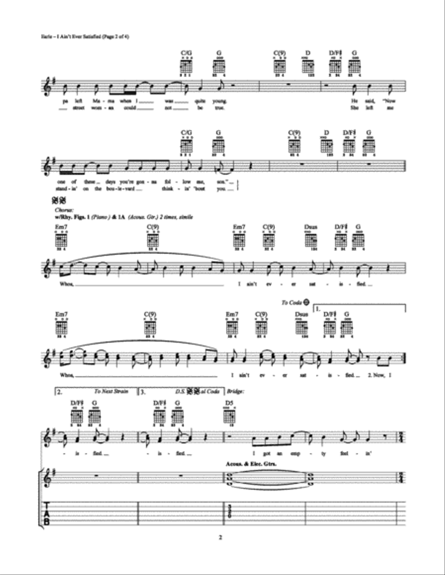 I Ain't Ever Satisfied Electric Guitar scores gallery preview page 2