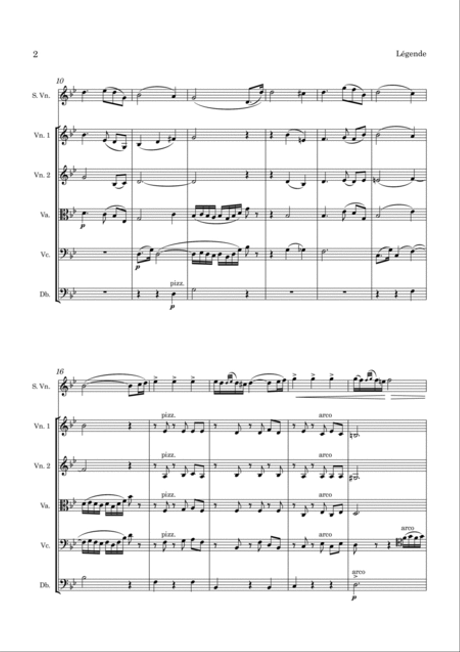 Legende for Violin and String Orchestra Op.17 String Orchestra scores gallery preview page 3