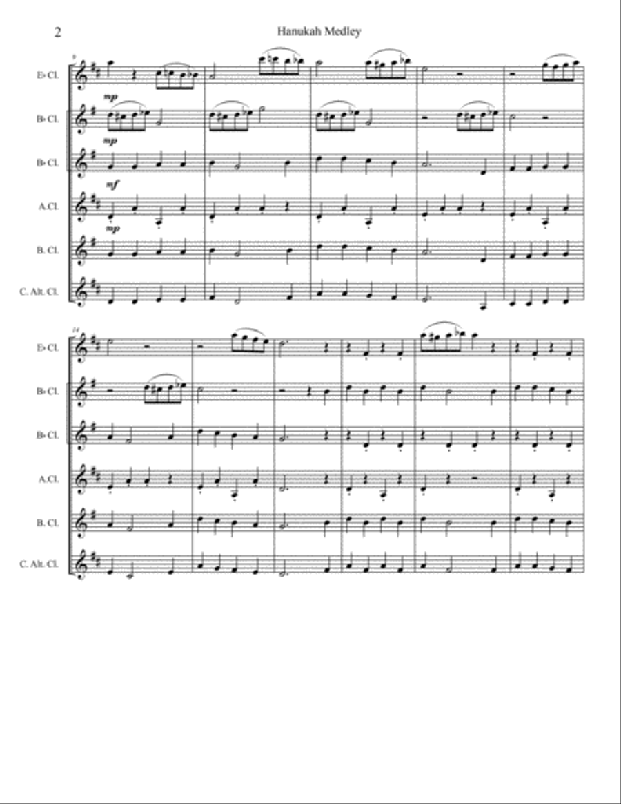 Hanukah Medley for clarinet choir Clarinet Choir scores gallery preview page 2