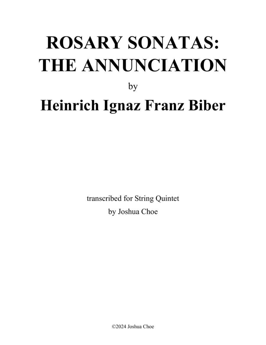 Rosary Sonatas, I. The Annunciation String Quintet scores gallery preview page 1
