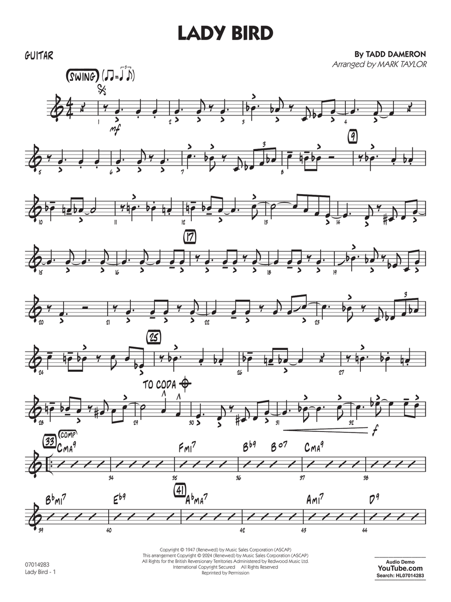 Lady Bird (arr. Mark Taylor) - Guitar