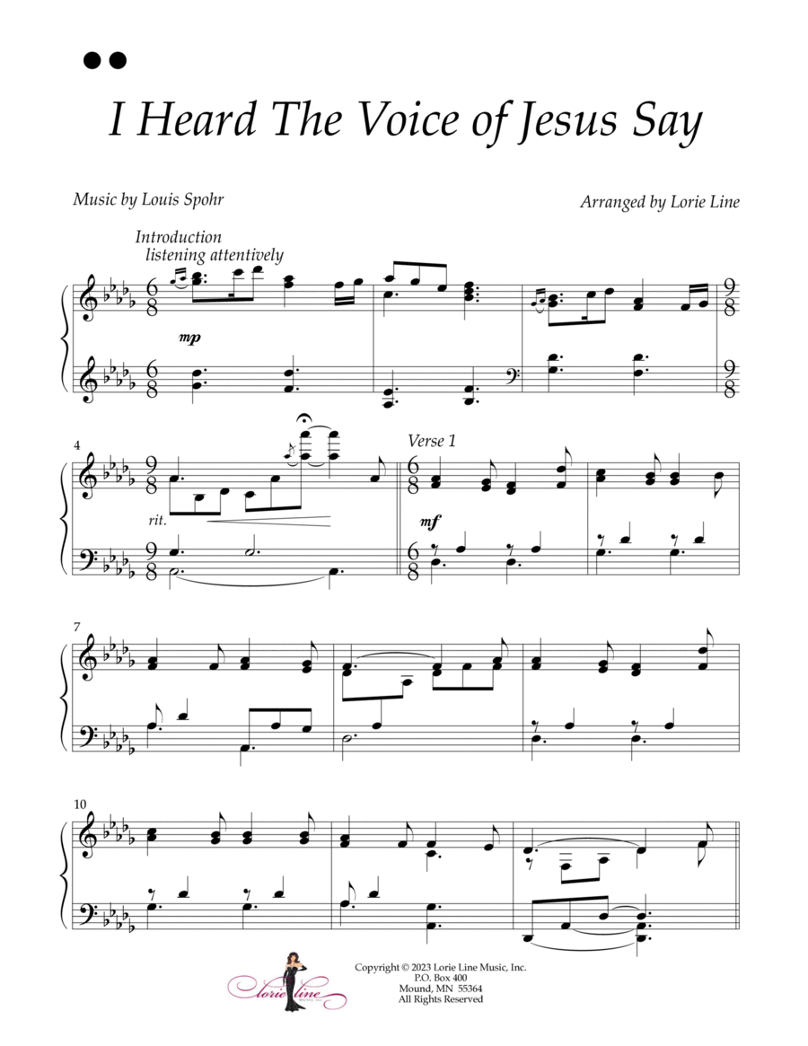 I Heard The Voice Of Jesus Say Piano Solo scores gallery preview page 1