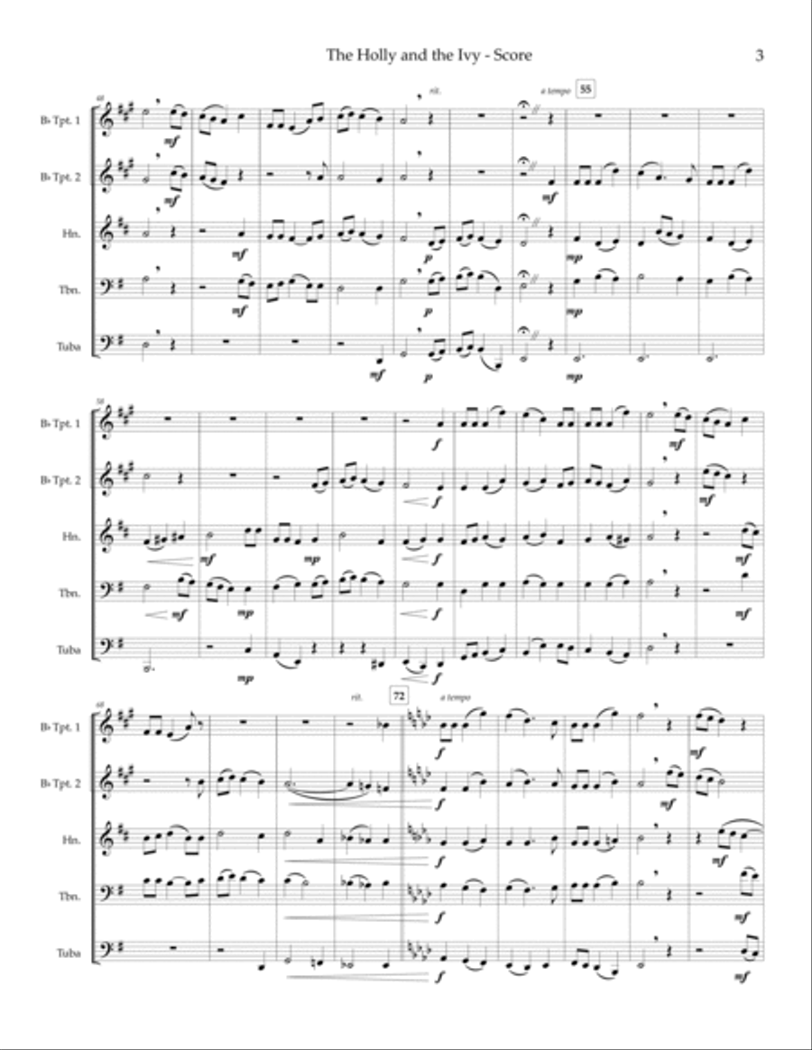 The Holly and the Ivy - brass quintet Brass Quintet scores gallery preview page 5