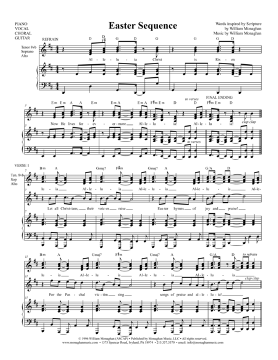 Easter Sequence Piano, Vocal, Guitar scores gallery preview page 1