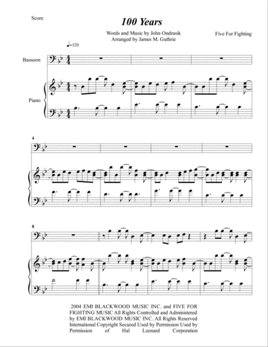 100 Years Bassoon Solo scores gallery preview page 1