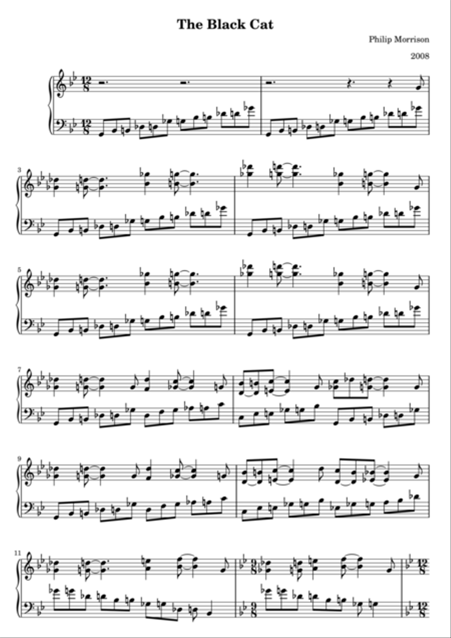 The Black Cat for Piano Solo Piano Solo scores gallery preview page 1