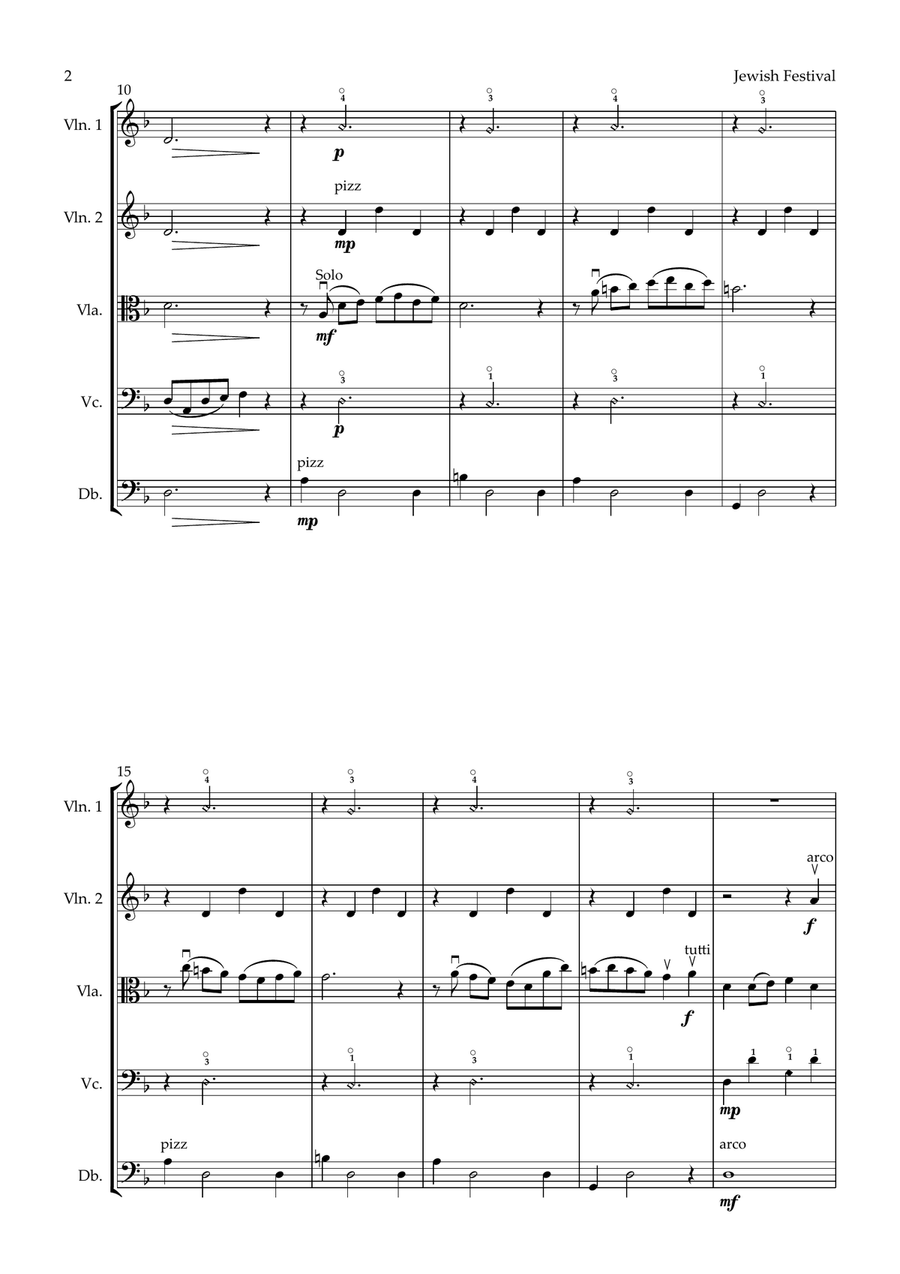 Jewish Festival (for String Orchestra/Quintet) String Orchestra scores gallery preview page 2