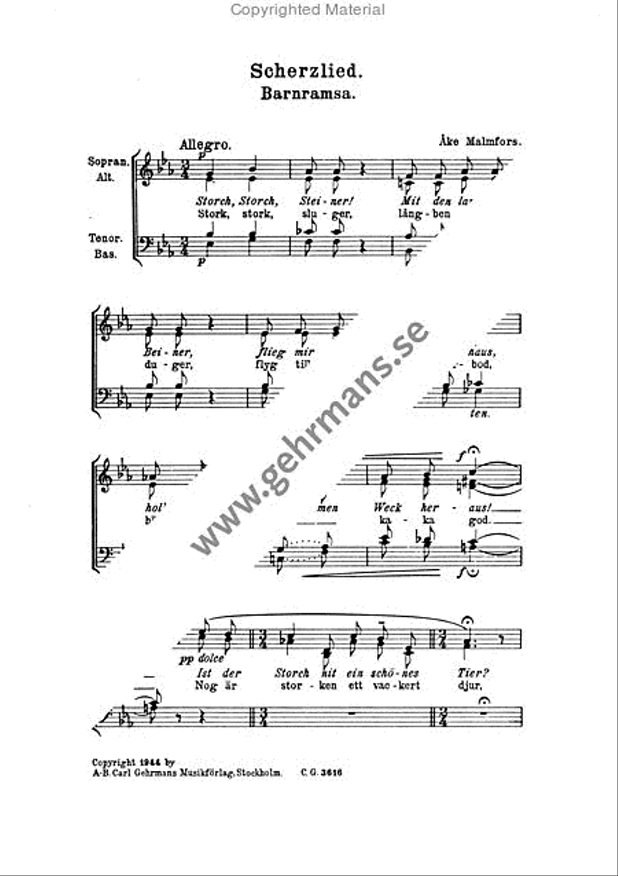 Wiegenlied (Vaggvisa) / Scherzlied (Barnramsa) Divisi scores gallery preview page 3