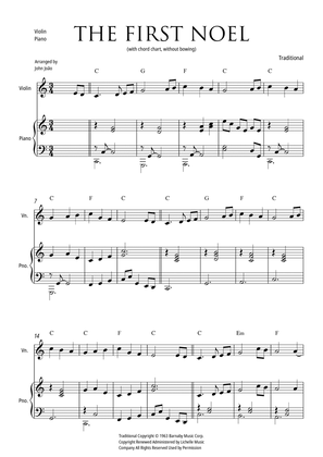 The First Noel (Violin and Piano, with Chord Chart and without Bowing)