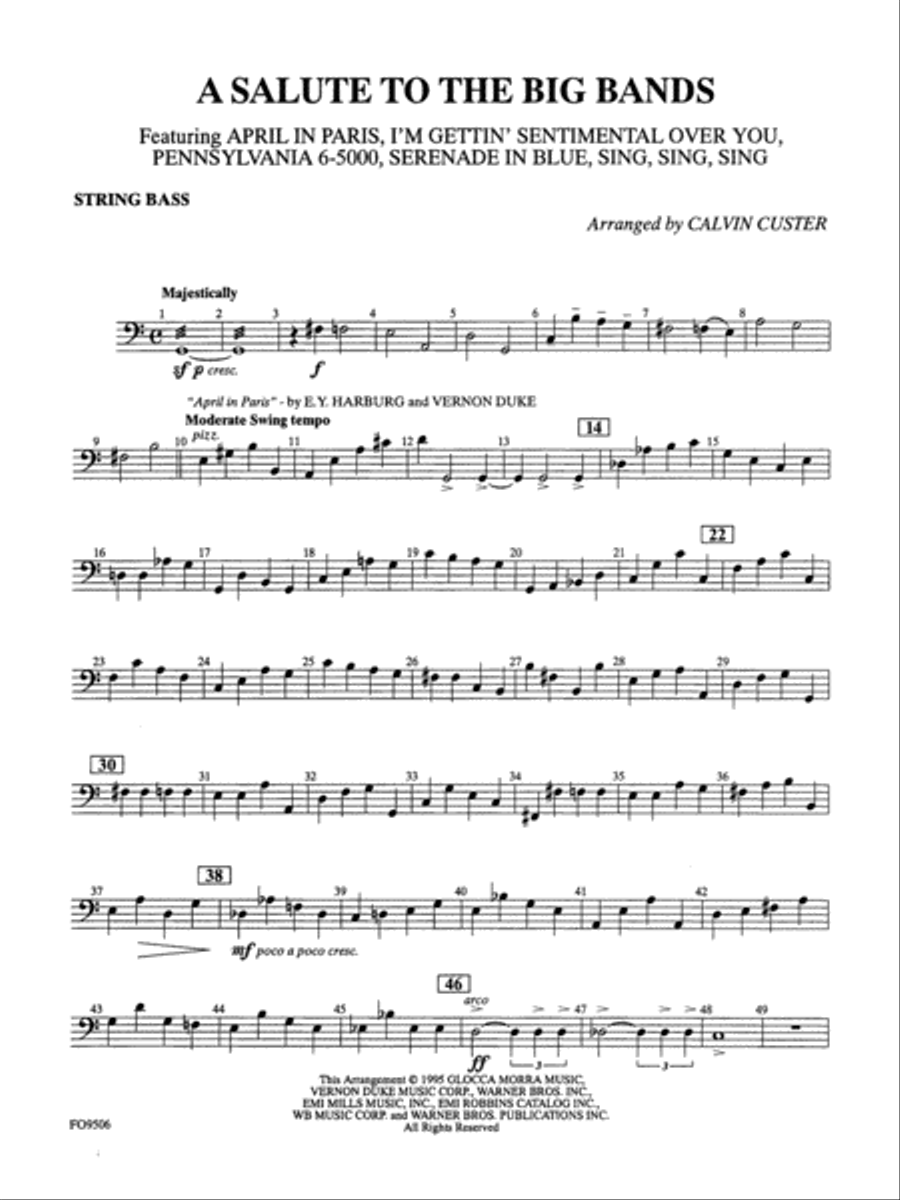 A Salute to the Big Bands: String Bass Full Orchestra scores gallery preview page 1