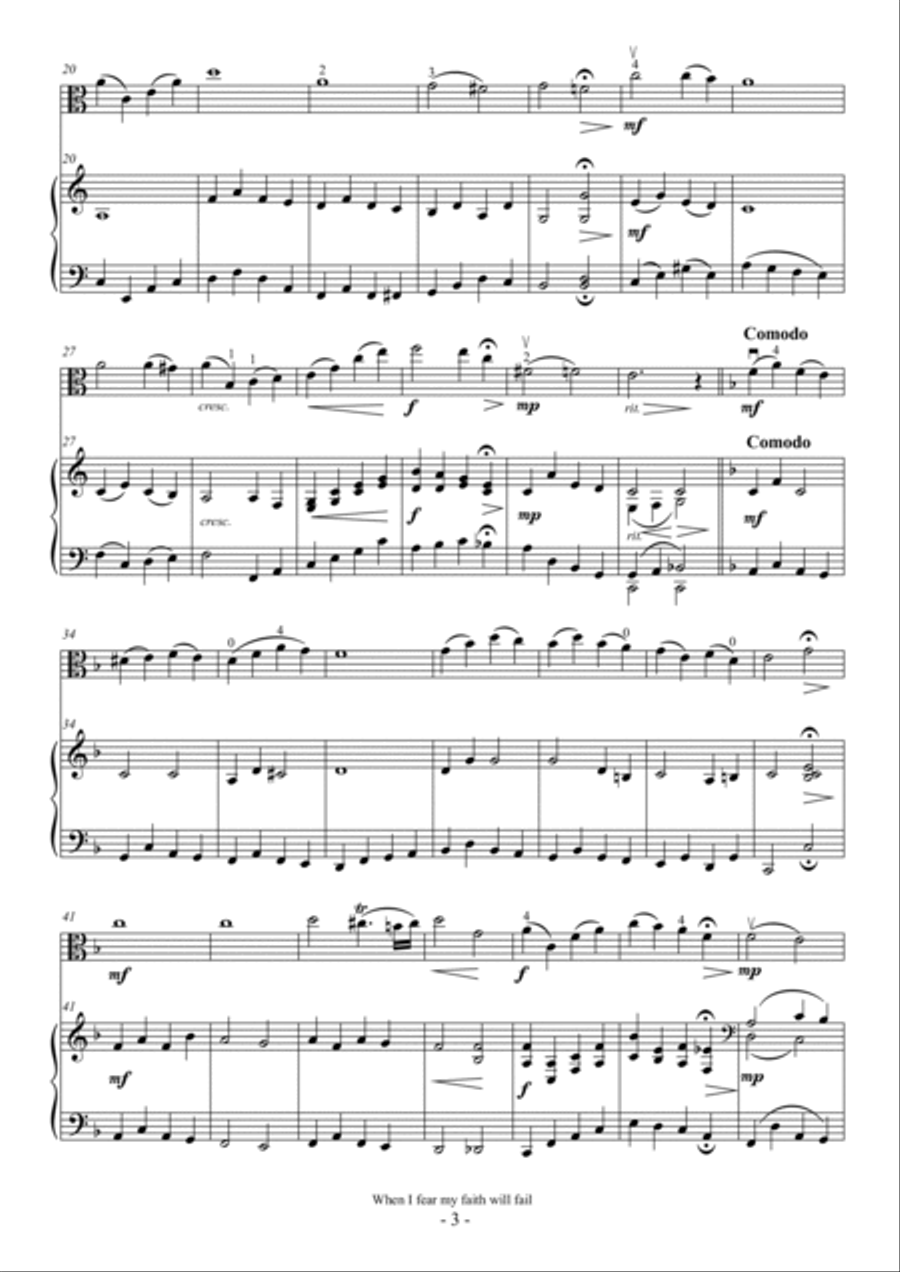 When I fear my faith will fail (For Viola and Piano) Piano scores gallery preview page 3