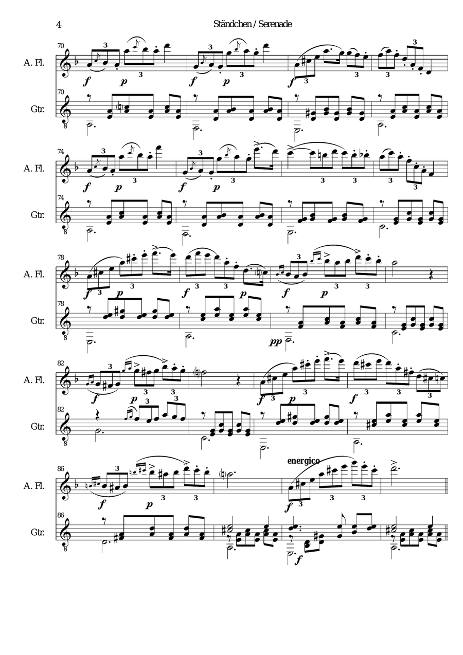 Ständchen (Serenade) for alto-flute and guitar after Theobald Böhm Small Ensemble scores gallery preview page 4