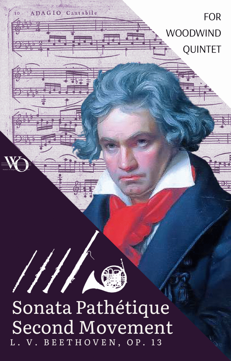 Second Movement from Sonata No. 8 Pathetique by Ludwig van Beethoven Op 13 for Woodwind Quintet image number null