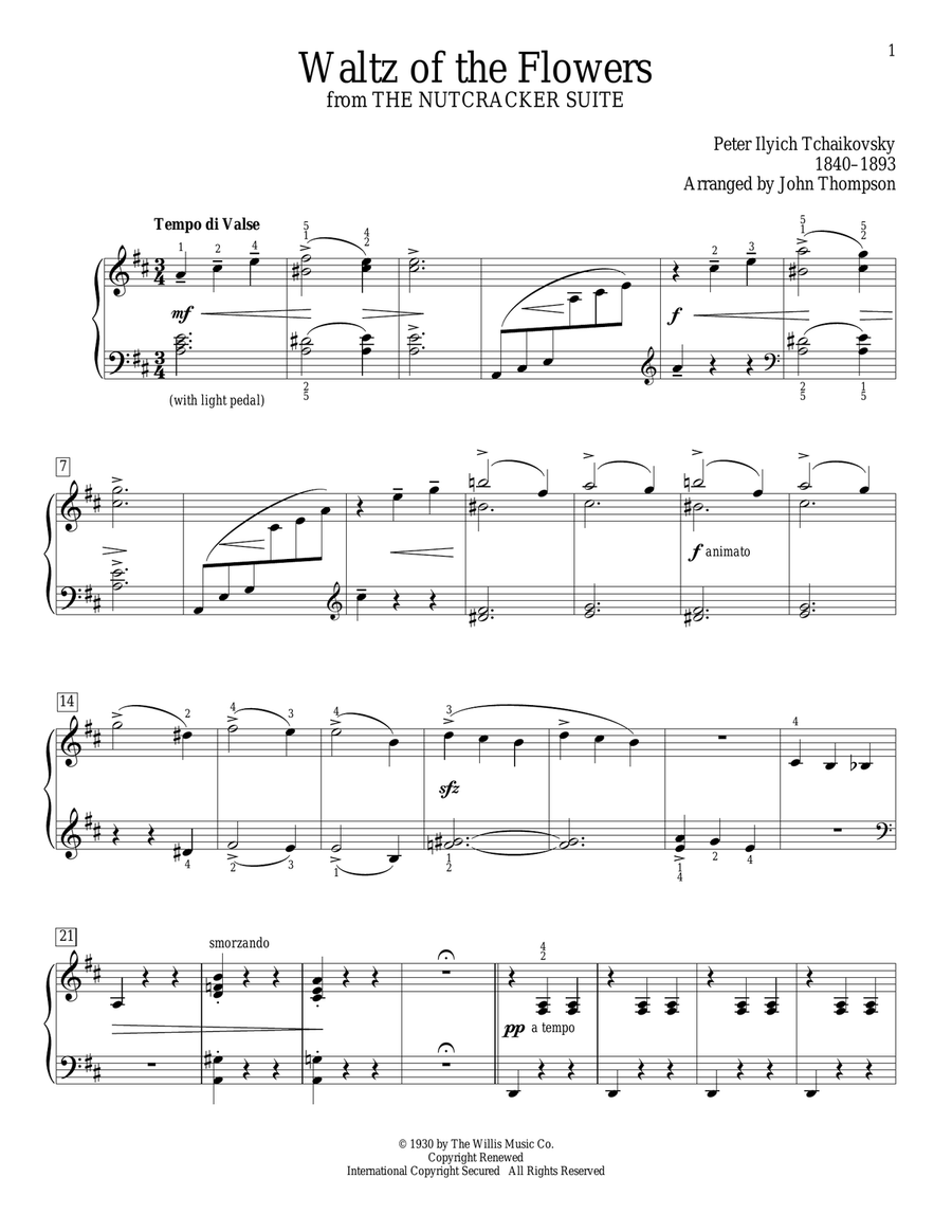 Waltz Of The Flowers (arr. John Thompson) Piano Method scores gallery preview page 1
