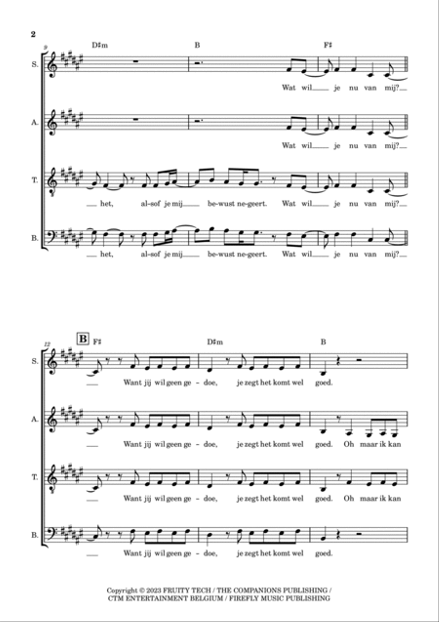 Wat Wil Je Van Mij 4-Part scores gallery preview page 2