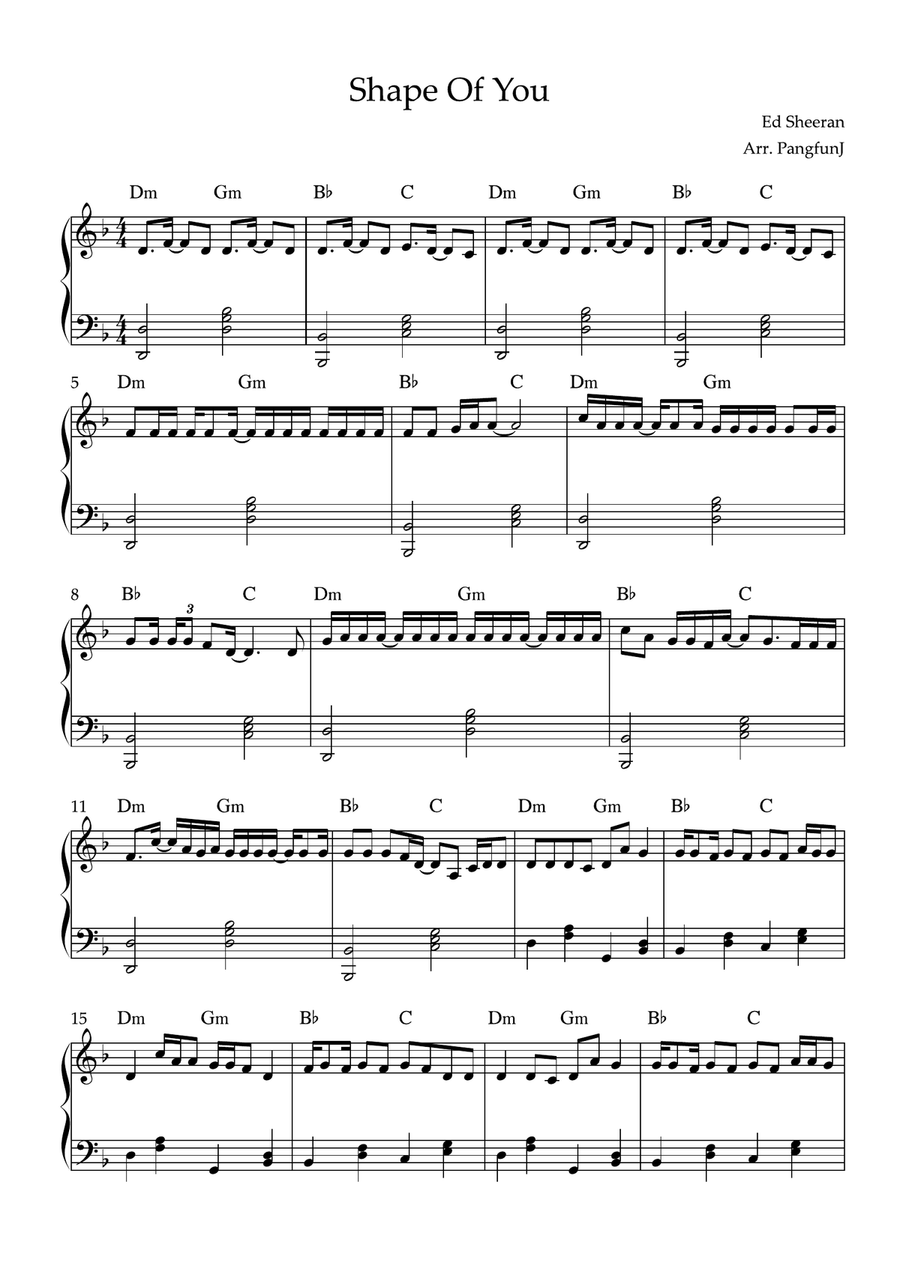 Shape Of You Easy Piano scores gallery preview page 1