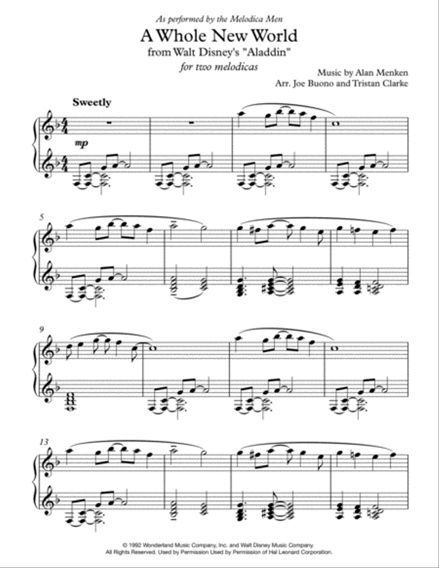A Whole New World (from 'Aladdin') Set of Parts scores gallery preview page 1