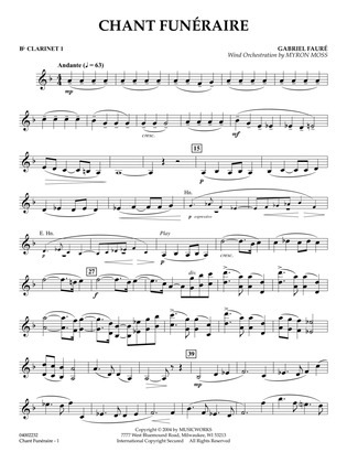 Chant Funeraire (arr. Myron Moss) - Bb Clarinet 1
