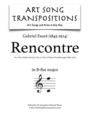 Book cover for FAURÉ: Rencontre, Op. 21 no. 1 (transposed to B-flat major)