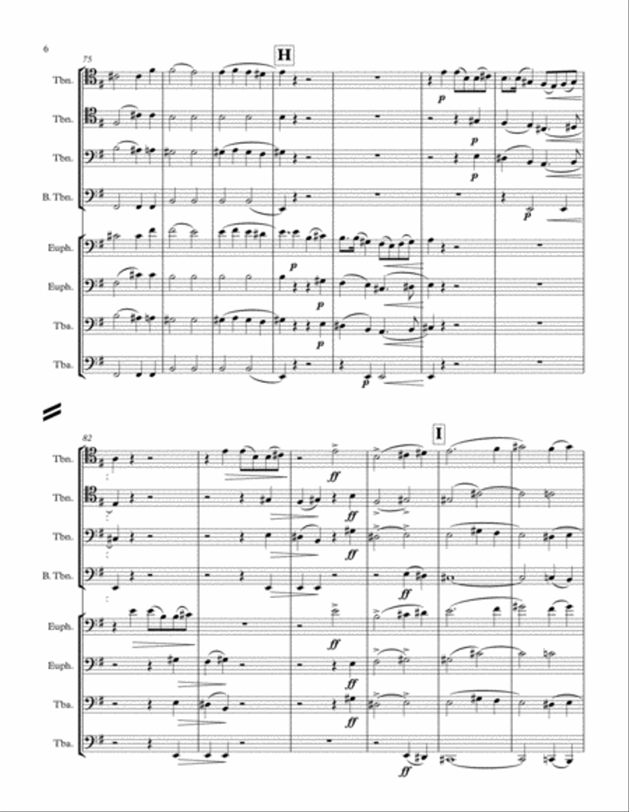 Um Mitternacht for 8 part trombone or low brass choir Brass Ensemble scores gallery preview page 6